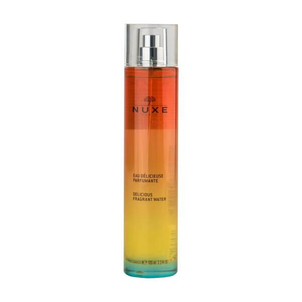 nuxe sun delicious fragrant water 100ml bottle, nuxe sun fragrant body spray in use Nuxe Sun Delicious Fragrant Water - Natural Body Spray | 100ml Nuxe Sun Delicious Fragrant Water - 100ml nuxe, fragrant-water, body-spray, women, fragrance, natural-perfume, refreshing-spray, aromatic-mist, ai-generated, fragrance-enthusiasts