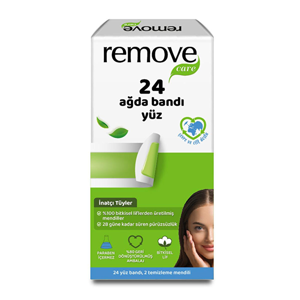 Remove Care Facial Wax Strips - 24 Count, Easy Hair Removal for Smooth Facial Skin - Skin Care
