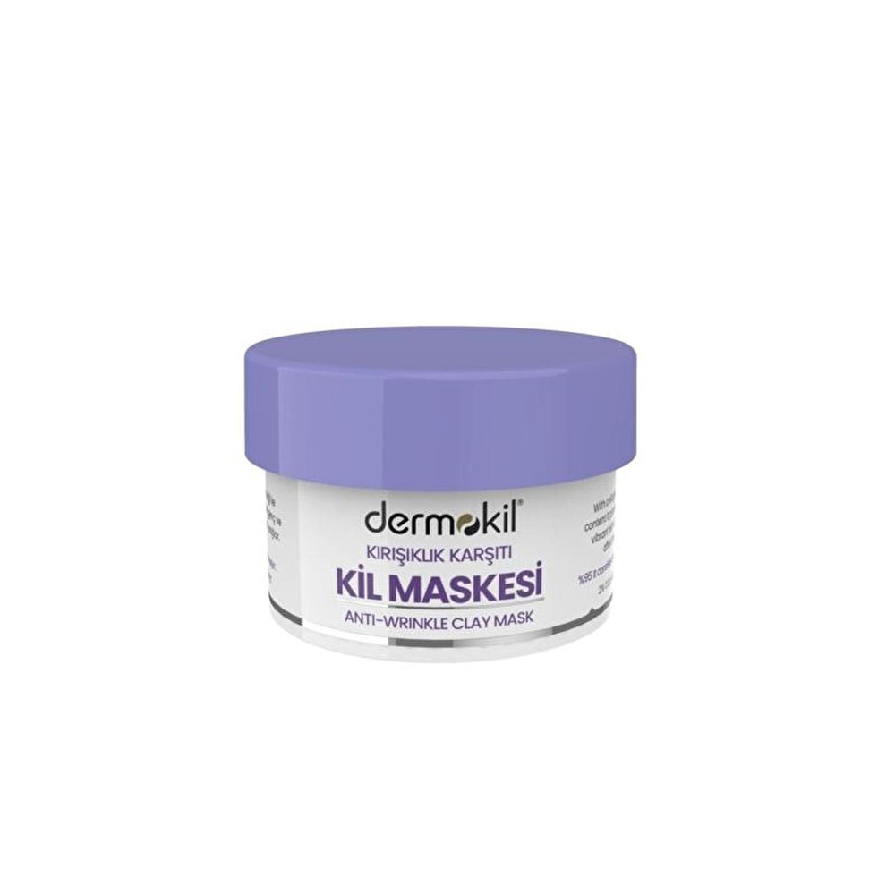 Dermokil Anti-Wrinkle Clay Mask with Collagen & Peptides - Brightening & Firming Skincare for Aging Skin - Face Mask