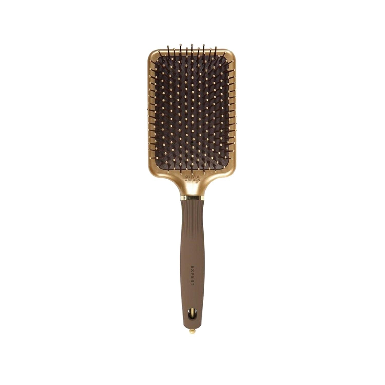 Olivia Garden Expert Care Rectangular Nylon Bristle Gold Brown L Hair Brush for Professional Styling and Detangling Olivia Garden Expert Care Hair Brush - Professional Detangling & Styling hair brush, nylon bristle brush, rectangular hair brush, Olivia Garden Expert Care, professional hair care tools, large hair brush, hair detangling, hair styling, salon quality, long hair care, thick hair care, durable brush, gentle on hair