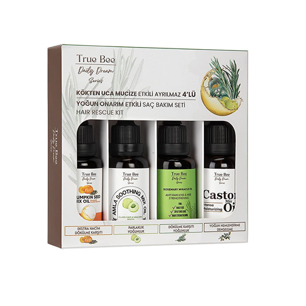 True Bee Hair Care Set - 4 Natural Oils for Nourishment and Repair - Hair Mask