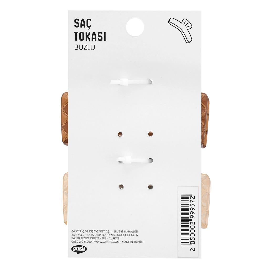 Eklips Frosted Rectangular Hair Clips Beige &amp; Brown 2-Pack