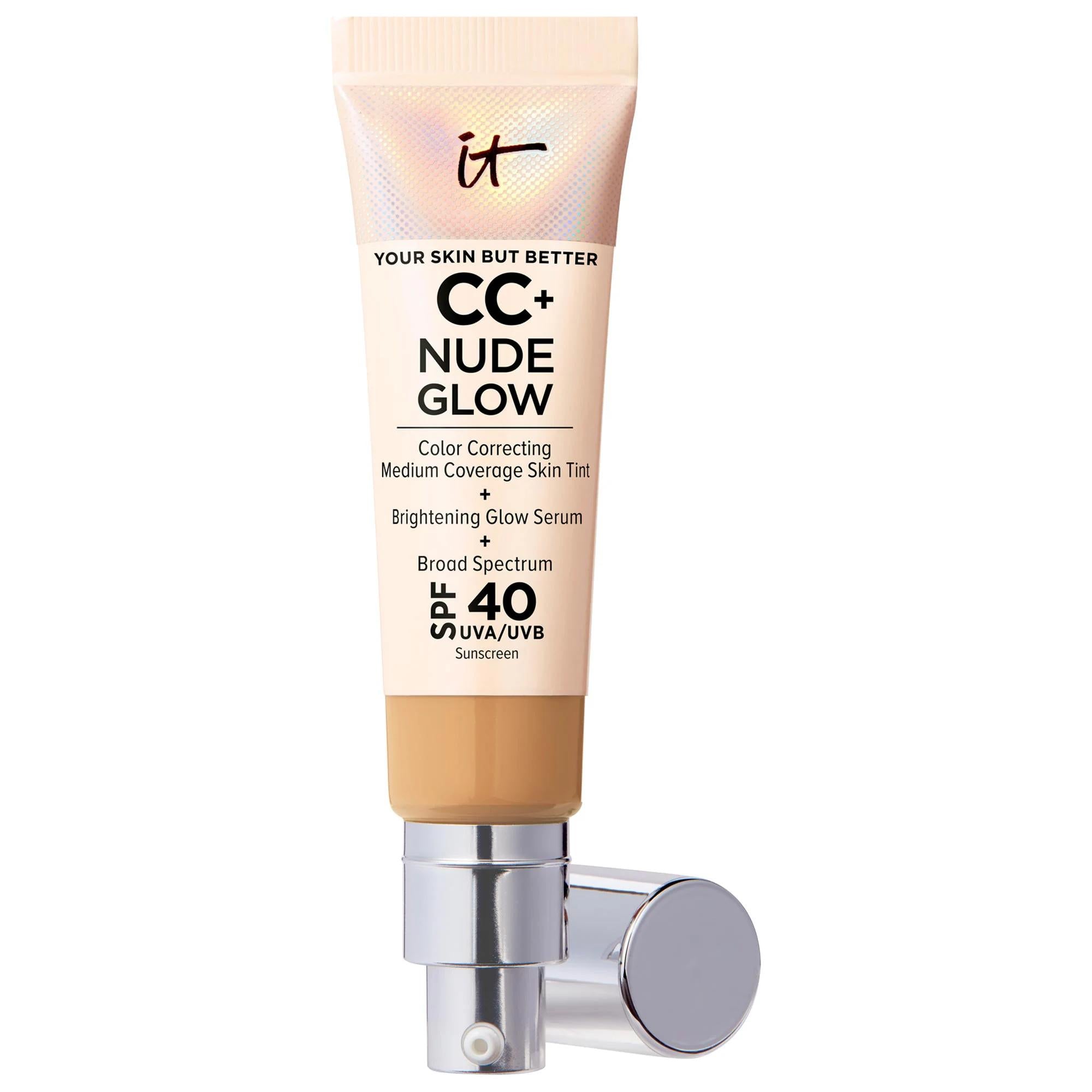 CC+ Nude Glow Lightweight Foundation + Glow Serum with SPF 40 and Niacinamide - Color-Correcting, Medium Coverage Foundation for Radiant Skin CC+ Nude Glow Foundation - SPF 40, Niacinamide & Hyaluronic Acid color-correcting foundation, glow serum, SPF 40, niacinamide, hyaluronic acid, green tea extract, medium coverage foundation, skincare-infused makeup, clean beauty products, radiant skin, natural makeup, brightening foundation, moisturizing foundation, sensitive skin friendly, cleaner cosmetics, daily ma