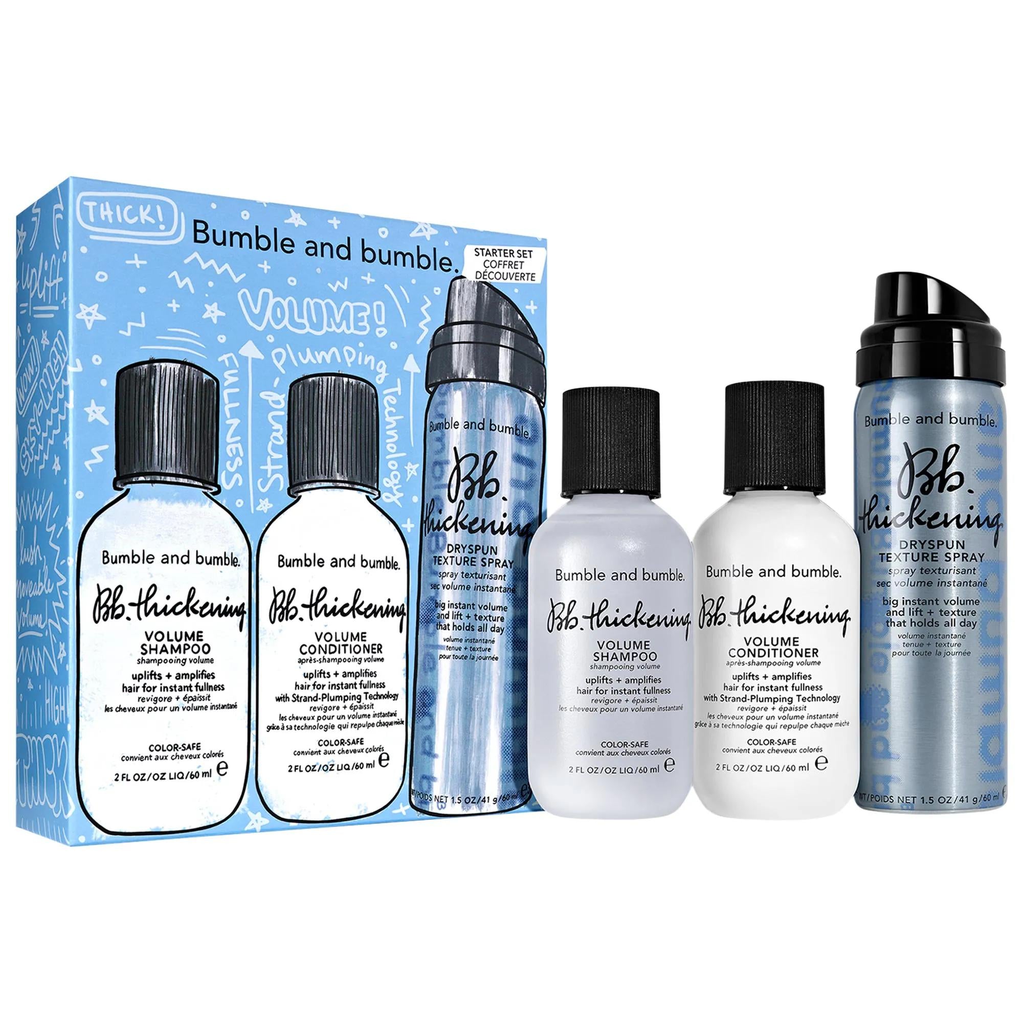 Bumble and bumble Mini Thickening + Volumizing Hair Set - Travel-Size Hair Care for Fine/Medium Hair, Cruelty-Free, Chemical-Free, Hydrating &amp; Volumizing Bumble and bumble Volumizing Hair Set - Travel Size, Cruelty-Free &amp; Hydrating volumizing hair care set, travel-size hair products, cruelty-free hair care, chemical-free hair products, hair thickening routine, fine hair care, medium hair care, hydrating hair products, Bumble and bumble, hair care for dryness, color-safe hair products, lightweight hair care
