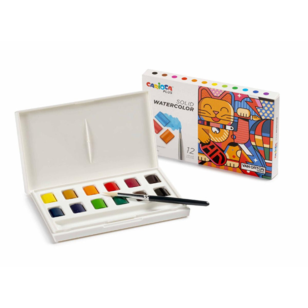 Carioca Plus 12-Color Watercolor Paint Set with Brush - High-Quality Art Supplies for Children and - Hair Accessories