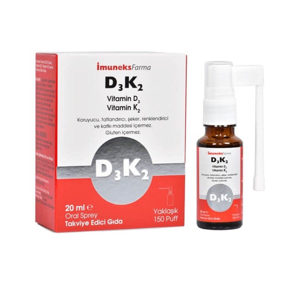 İmuneks Vitamin D3K2 Spray 20 ml - Boost Bone Health & Immune System İmuneks Vitamin D3K2 Spray - Bone & Immune Health Vitamin D3K2 Spray, Vitamin D3 supplement, Vitamin K2 supplement, Dietary supplement spray, Bone health supplement, Immune system support, Health supplements, Vitamin D deficiency, Cardiovascular health, Easy-to-use supplements, Portable health solutions