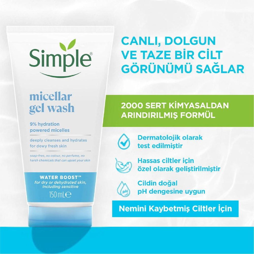 Simple Water Boost Micellar Facial Cleansing Gel 150 ml