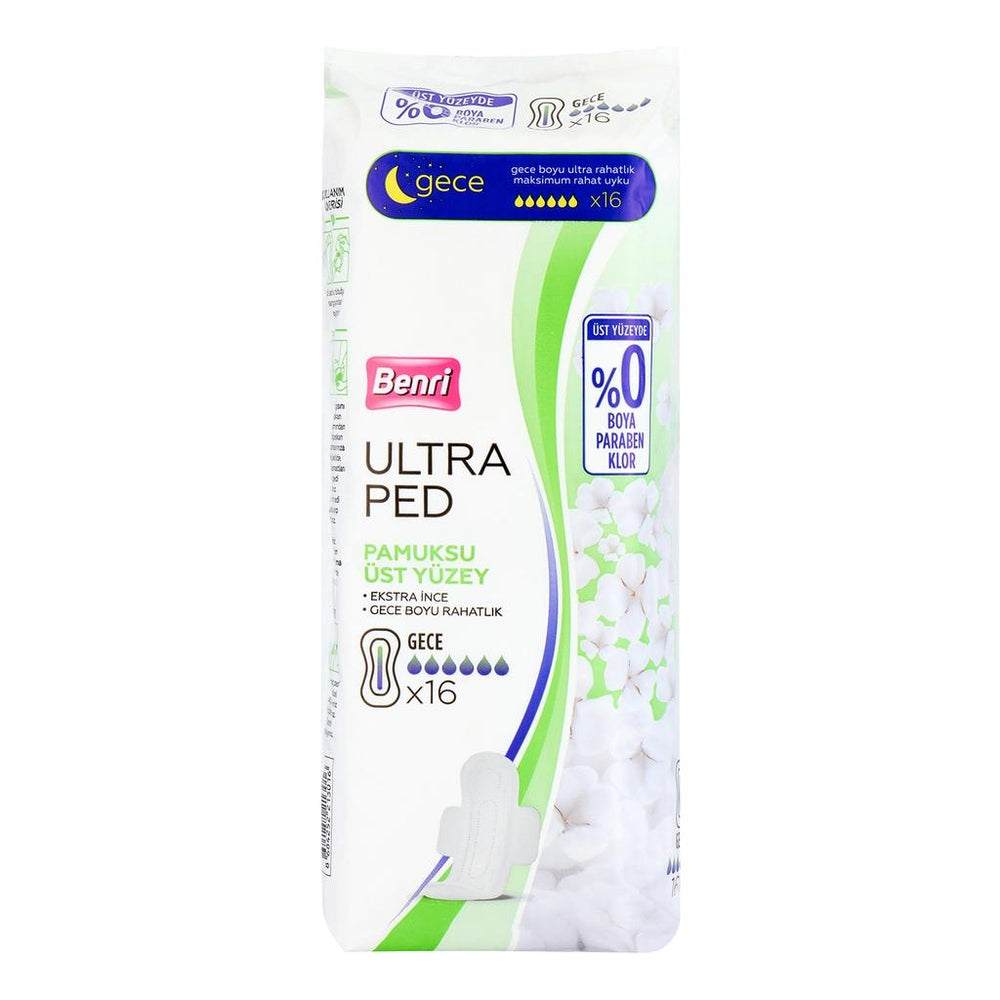 Benri Ultra Hygienic Cottony Night Pads for Heavy Flow 16 Count