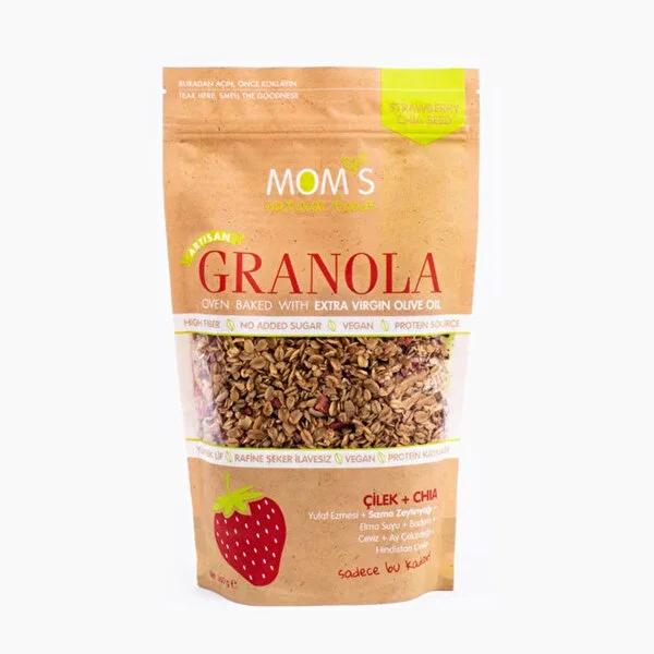Mom's Granola Strawberry & Chia Seed Granola - Healthy, All Natural, Refined Sugar-Free, Olive Oil Baked Breakfast & Snack Mom's Granola Strawberry Chia - Healthy & Natural Breakfast Granola granola, healthy granola, natural granola, strawberry granola, chia seed granola, refined sugar free granola, olive oil granola, breakfast granola, healthy snack, additive free granola, breakfast, snack, healthy breakfast, healthy snack option, natural ingredients, no refined sugar, extra virgin olive oil, additive-free