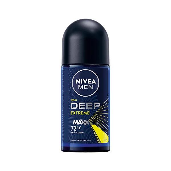 Nivea Men Deep Extreme Roll-On Deodorant - 72-Hour Anti-Perspirant Protection for Active Men Nivea Men Deep Extreme Deodorant - 72hr Protection Nivea Men Deep Extreme Roll-On Deodorant, anti-perspirant deodorant for men, long-lasting sweat protection, dermatologically tested deodorant, activated carbon deodorant, men's grooming, personal care, active lifestyle, sweat protection, odor control, roll-on deodorant, men's health, fitness, sports, hygiene