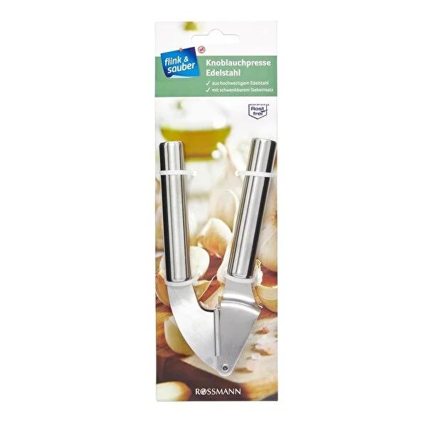 Flink & Sauber Stainless Steel Garlic Press - Effortless Crushing, Easy Clean Garlic Mincer, Herb Crusher Flink & Sauber Garlic Press: Easy Clean, Stainless Steel garlic press, stainless steel garlic press, easy clean garlic press, garlic crusher, kitchen gadget, garlic mincer, herb crusher, dishwasher safe garlic press, garlic, stainless steel, easy clean, crusher, gadget, mincer, herb, dishwasher safe, cooking, food prep, kitchen tools, home cooking, versatile kitchen tool, garlic clove, garlic presser, q