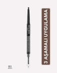 Flormar Triple Brow Fırça ve Pudra Başlıklı Kaş Kalemi - Multi-Functional Eyebrow Makeup Pencil, Powder & Brush for - view 2