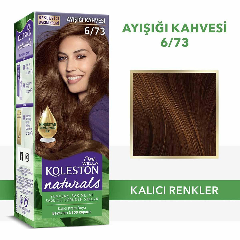 Wella Koleston Naturals Permanent Hair Dye with Coconut Oil - 6/73 Ayışığı Kahvesi - view 2