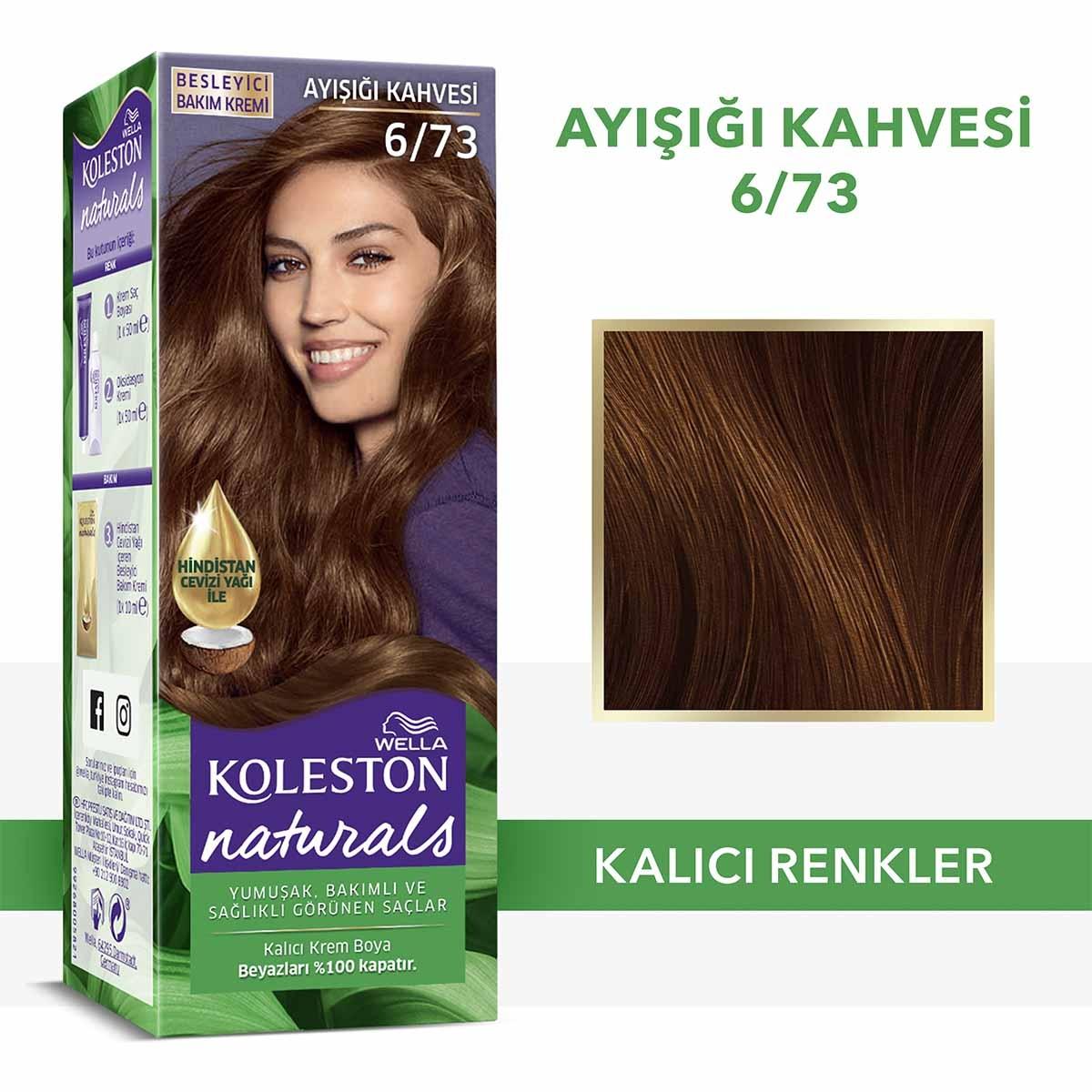 Wella Koleston Naturals Permanent Hair Dye with Coconut Oil - 6/73 Ayışığı Kahvesi Wella Koleston Naturals Hair Dye 6/73 - Nourishing Permanent Color Hair dye, Wella Koleston Naturals, Permanent hair color, Nourishing hair dye, Coconut oil hair dye, Hair coloring, Long-lasting hair color, Hair care, Beauty products