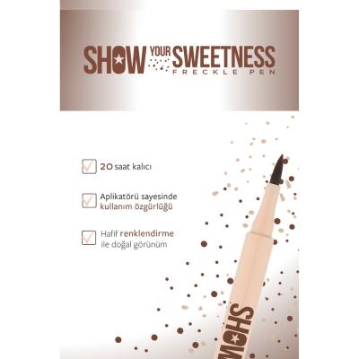 Show By Pastel: Show Your Sweetness Freckle Pen - Achieve Natural Looking Faux Freckles | Vegan & Cruelty-Free Show By Pastel Freckle Pen: Achieve Natural Faux Freckles freckle pen, natural freckles, vegan freckle pen, cruelty-free freckle pen, faux freckles, fake freckles makeup, paraben free freckle pen, gluten free freckle pen, freckles, beauty, makeup, vegan makeup, cruelty-free makeup, faux freckles, natural look, youthful look, trendy look, easy to apply, paraben-free, gluten-free, vegan, cruelty-free