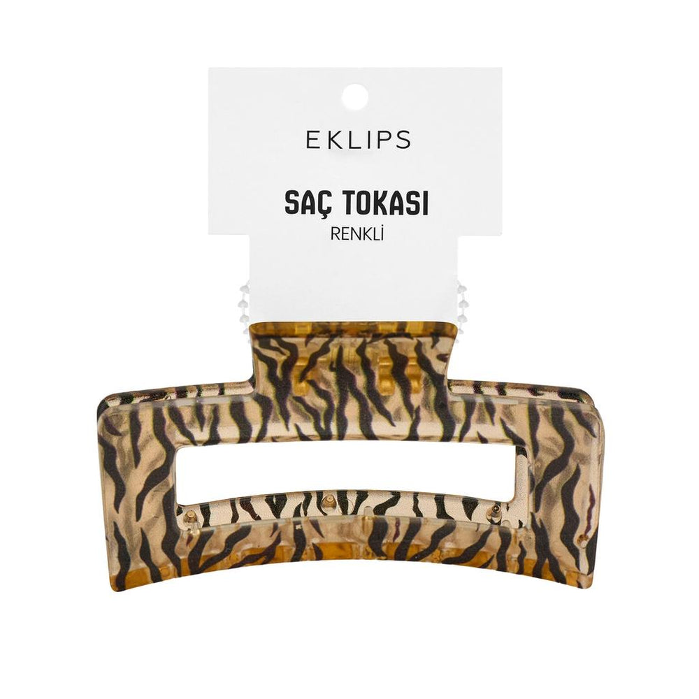 Eklips Zebra Rectangular Claw Clip Yellow Hair Accessory