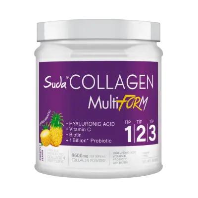 Suda Collagen Supplement Powder - Hydrolyzed Collagen with Vitamins A & C, Pineapple Flavor, 360g - Vitamin & Supplement