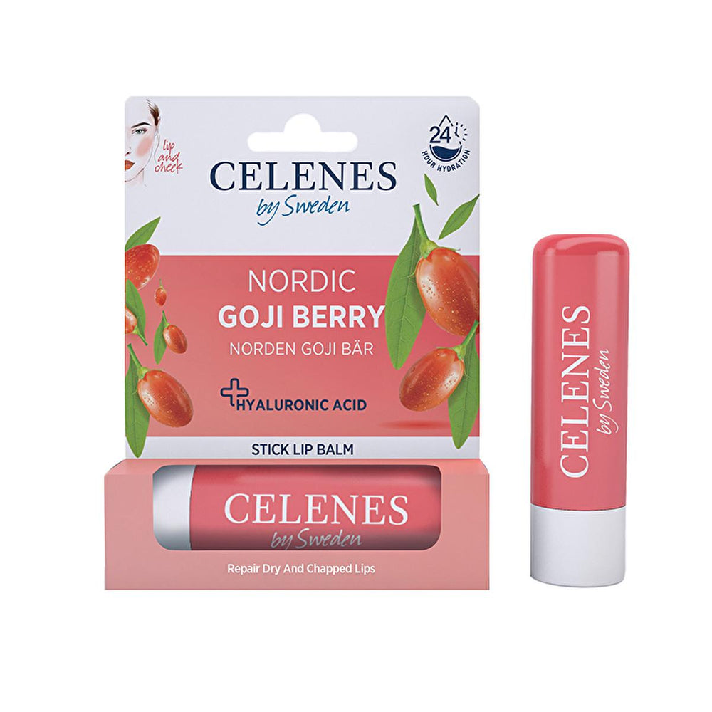 Celenes Nordic Goji Berry Stick Lip Balm - Natural Tinted Moisturizing Lip Care with Hyaluronic Acid - Lip Balm