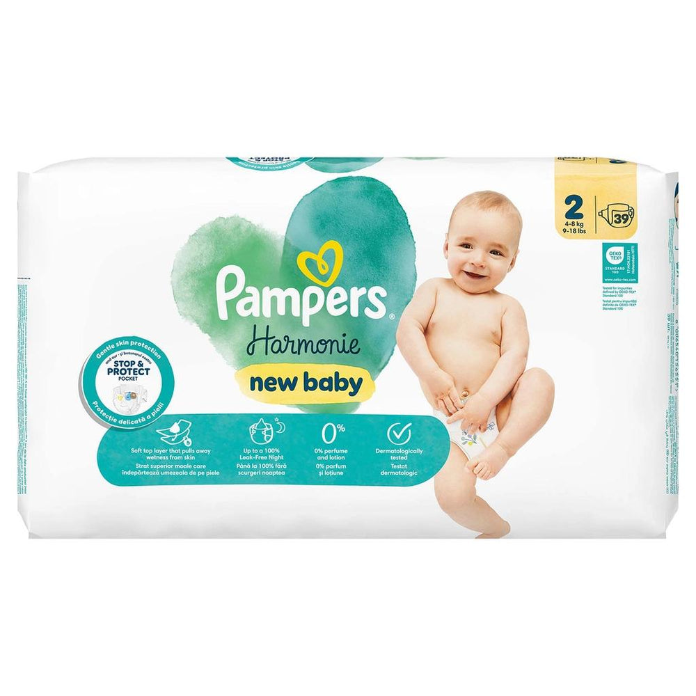 Pampers Prima Harmonie Size 2 Diapers for Sensitive Skin 39 Count