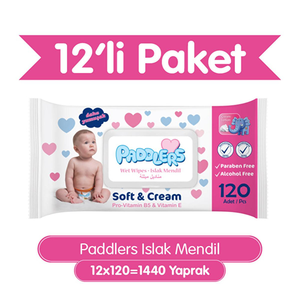Paddlers Baby Wet Wipes - Soft, Gentle, and Convenient Hygiene for Infants - 120 Packs of 12 - Baby Care
