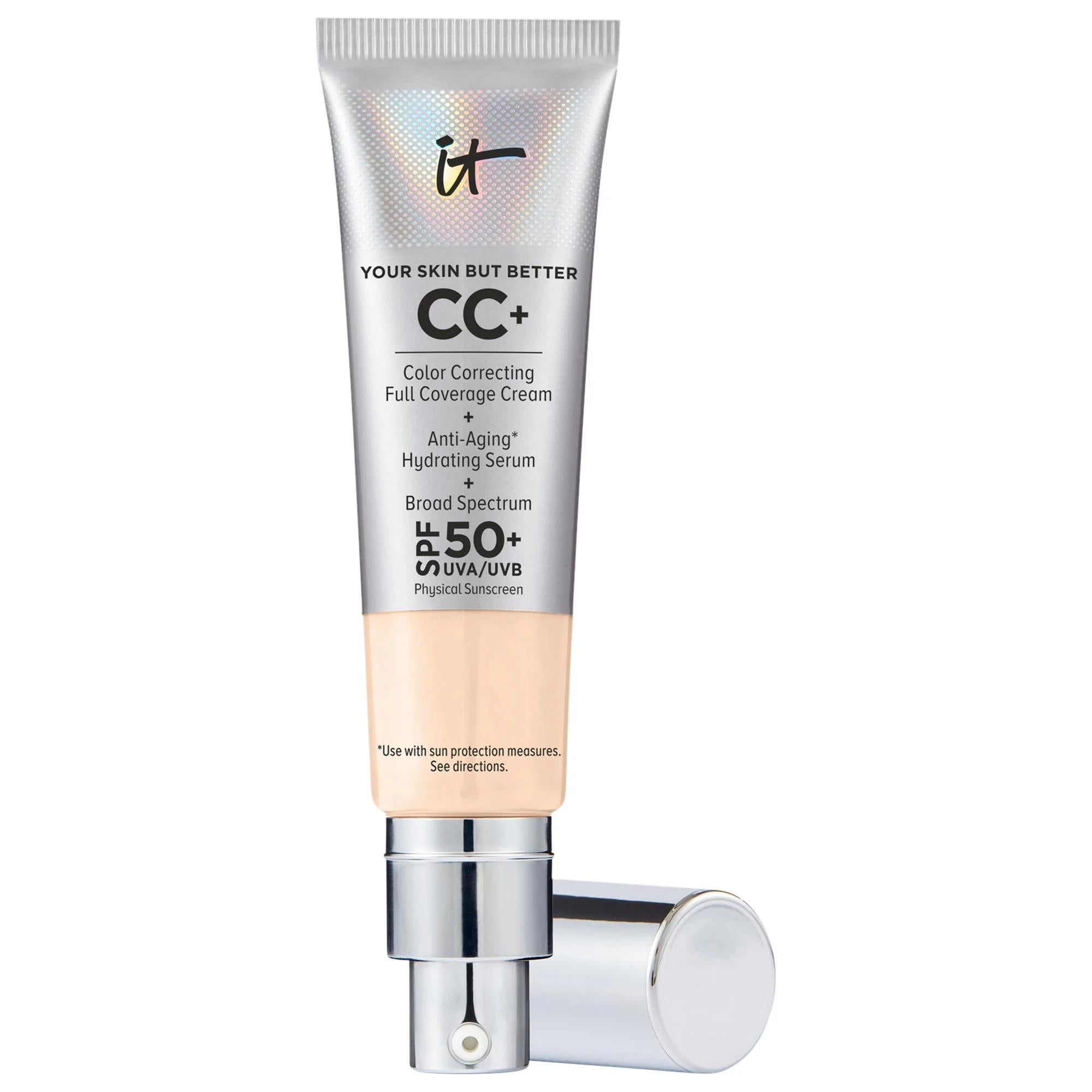 IT Cosmetics CC+ Cream Full Coverage Foundation SPF 50+: Color Correcting, Anti-Aging, Hydrating - Flawless Finish & Sun Protection IT Cosmetics CC Cream SPF 50: Full Coverage Foundation & Sun Protection CC Cream, Full Coverage Foundation, SPF 50 Foundation, Color Correcting Cream, Anti-Aging Foundation, Hydrating Foundation, Makeup with SPF, Foundation for acne scars, Foundation for redness, Foundation for uneven skin tone, full coverage makeup, anti-aging benefits, acne scars, wrinkles, redness, uneven sk