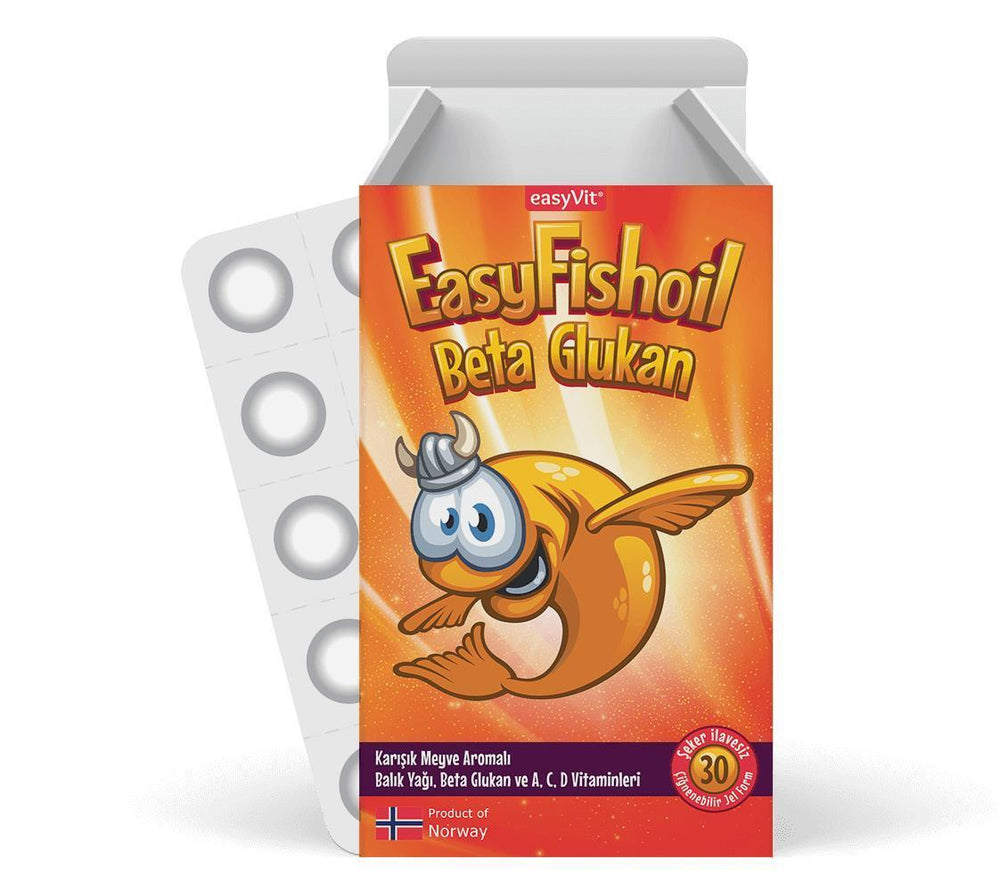 EasyFishoil Beta Glukan Children's Dietary Supplement - Sugar-Free Chewable Tablets with Vitamin A, D, E - image 2