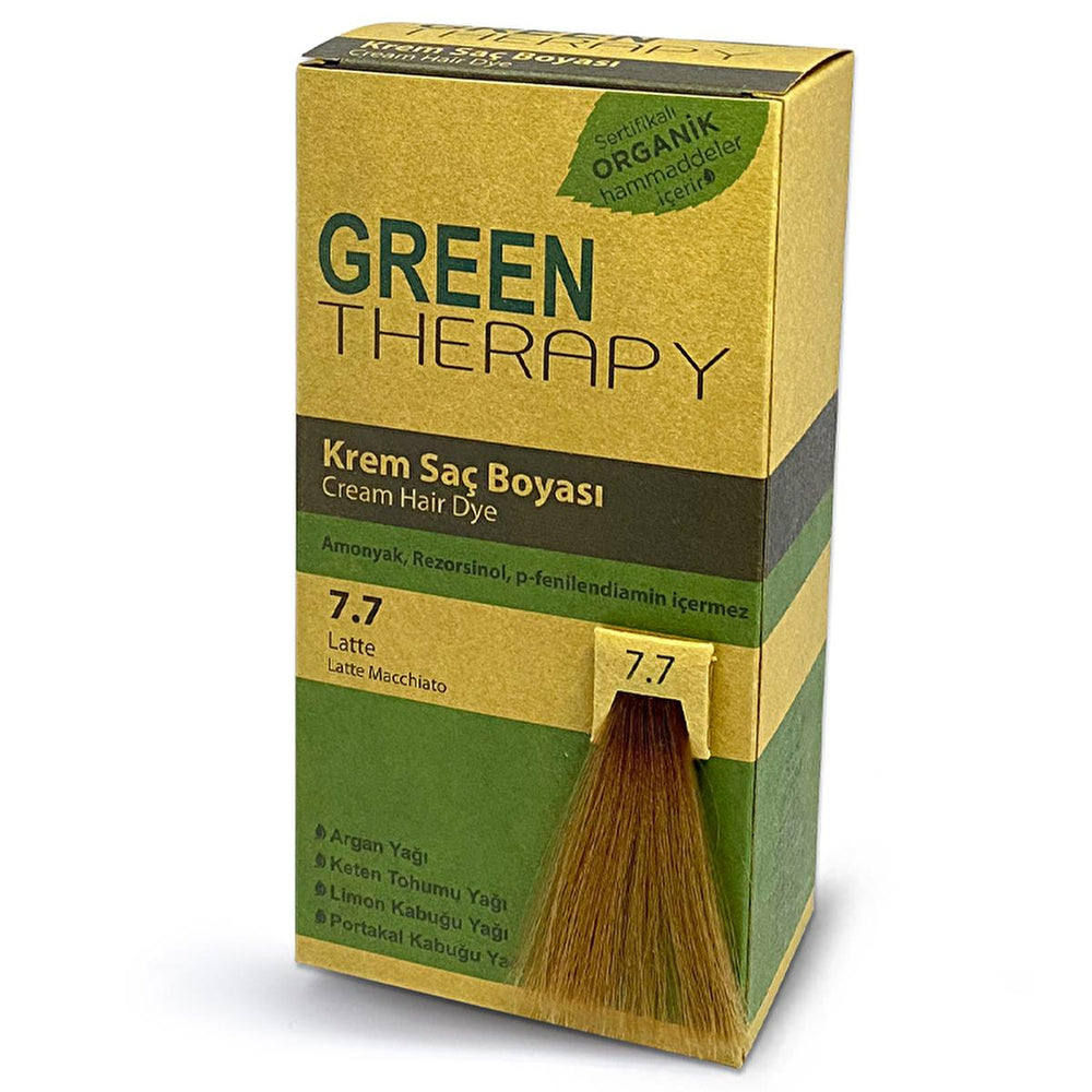Green Therapy Natural Hair Dye - Latte 7.7, Argan Oil Enriched, Ammonia-Free Hair Coloring - view 2