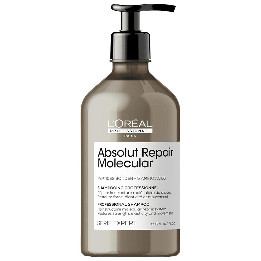 L'Oréal Professionnel Absolut Repair Molecular Shampoo for Damaged Hair - Sulfate-Free, Color-Safe, Repairing Shampoo with Peptides Absolut Repair Shampoo - Molecular Repair for Damaged Hair repair shampoo, damaged hair care, sulfate-free shampoo, color-safe hair products, molecular repair hair treatment, peptide-based hair care, hair repair, hair nourishment, salon-grade shampoo, reparative hair care, dry hair solution, damaged hair solution, color-treated hair care