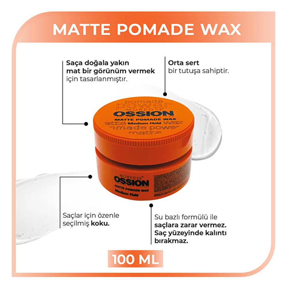 Morfose Ossion Matte Pomade Wax for Natural Hair Styling - 3.38 fl oz, Water-Based, Medium Hold, Residue-Free - view 2