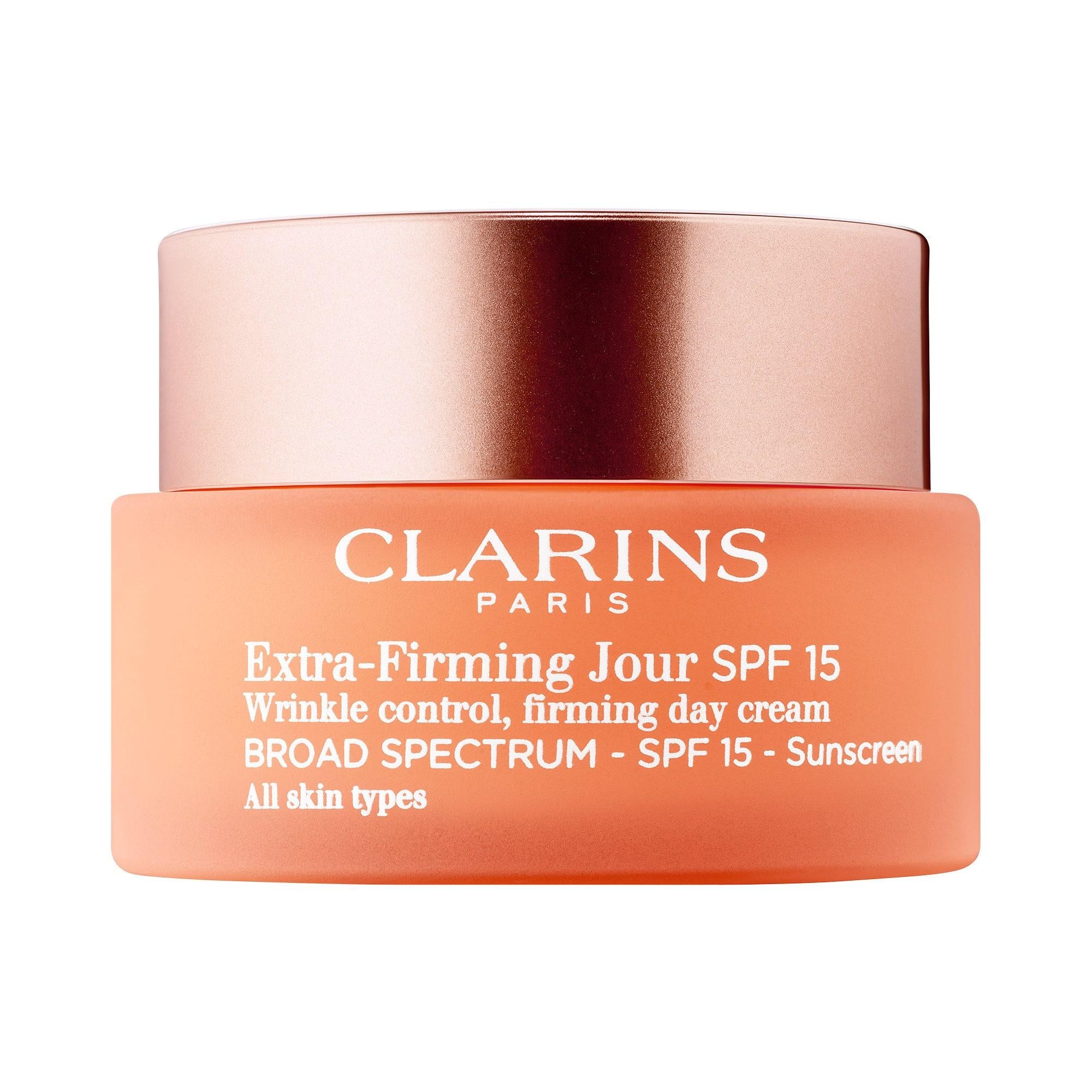 Clarins Extra-Firming &amp; Smoothing Day Moisturizer with SPF 15 - Anti-Aging Skincare with Natural Botanicals Clarins Extra-Firming Day Moisturizer SPF 15 - Anti-Aging Skincare anti-aging moisturizer, day cream with SPF 15, firming and smoothing skincare, natural and organic skincare products, anti-pollution skincare, Clarins, skincare, moisturizer, SPF 15, natural botanicals, organic ingredients, firming, smoothing, anti-aging, sensitive skin, cleaner beauty, daily skincare, morning routine