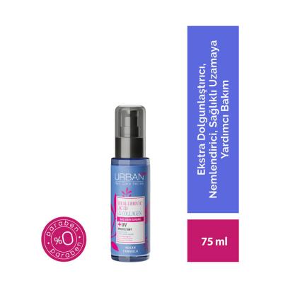 Urban Care Hyaluronic Acid Collagen Hair Serum - Nourishing, Vegan, UV Protection - 2.54 fl oz Urban Care Hyaluronic Acid Collagen Hair Serum - Nourishing & Vegan hyaluronic acid hair serum, collagen hair care, vegan hair serum, paraben-free hair products, UV protection hair care, hair nourishment, hair repair, cruelty-free beauty, vegan beauty products, hair care for dry damaged hair