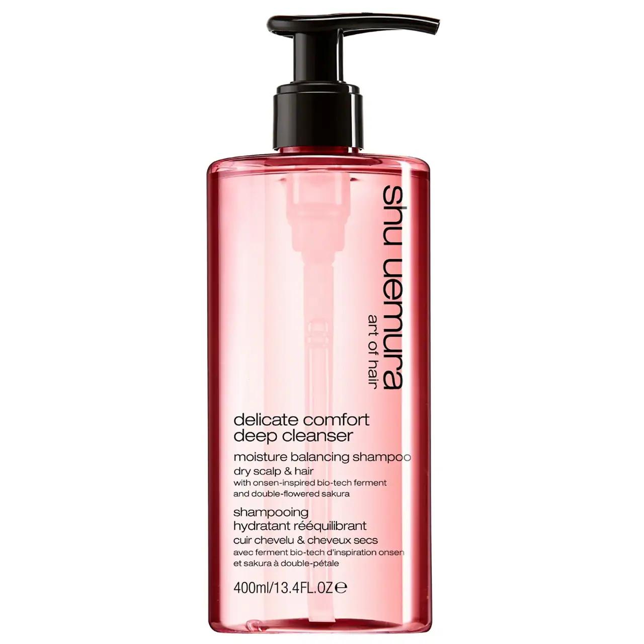 Delicate Comfort Clarifying Shampoo: Hydrating Dry Scalp & Hair, Removes Buildup, Paraben-Free, Japanese Cherry Blossom & Onsen Ferment Delicate Comfort Clarifying Shampoo - Hydrates Dry Scalp & Hair clarifying shampoo, dry scalp shampoo, hydrating shampoo, shampoo for scalp buildup, paraben-free shampoo, Japanese cherry blossom shampoo, Japanese cherry blossom, onsen ferment hair product, shampoo for dry and damaged hair, moisturizing clarifying shampoo, shampoo for fine hair, shampoo, hair care, dry scalp