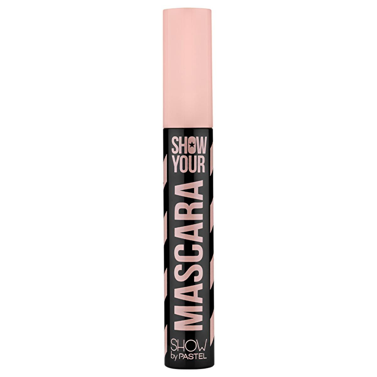 pastel show your maskara black, mascara brush detail Pastel Show Your Maskara - Volume & Intensity for Makeup Enthusiasts | 9 ml Pastel Show Your Maskara - Black makeup, mascara, vegan, cruelty-free, contact-lens-safe, gluten-free, pastel, black-mascara, beauty-products, ai-generated