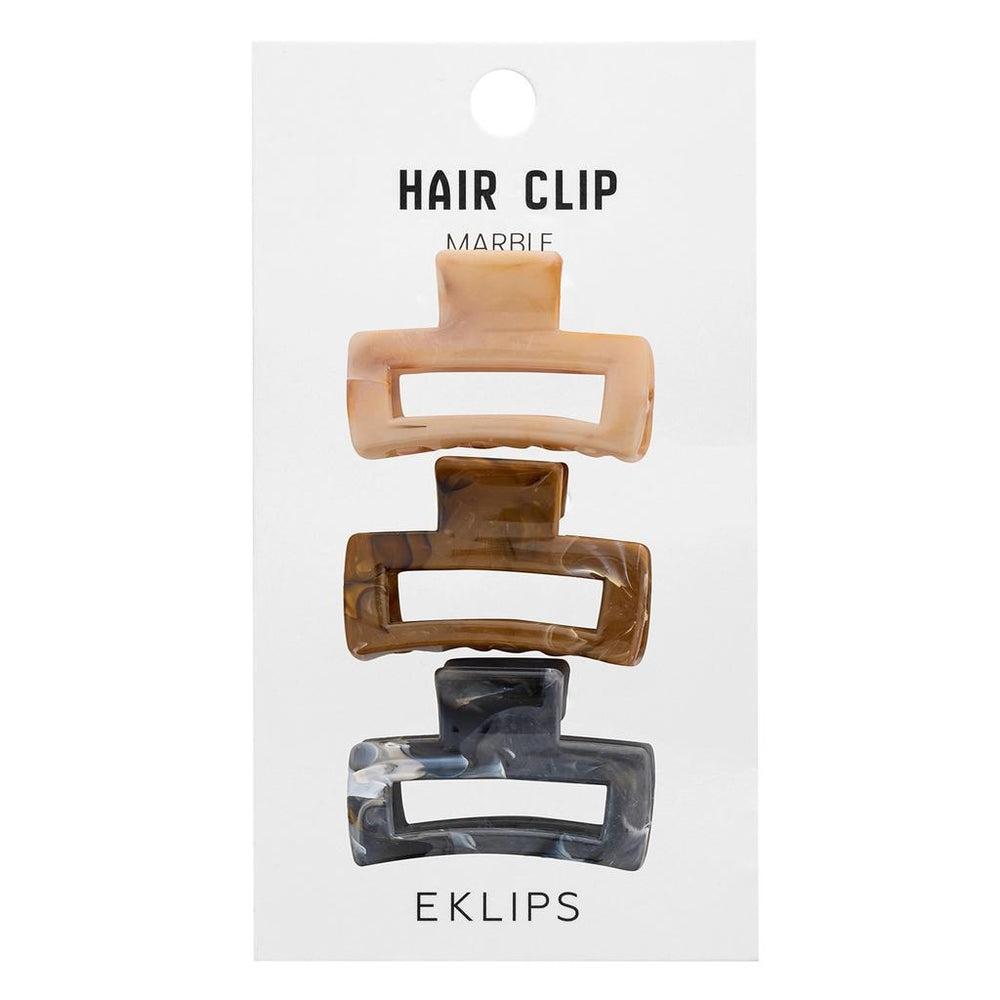 Eklips Marble Rectangular Hair Clips Chic Trio Pack