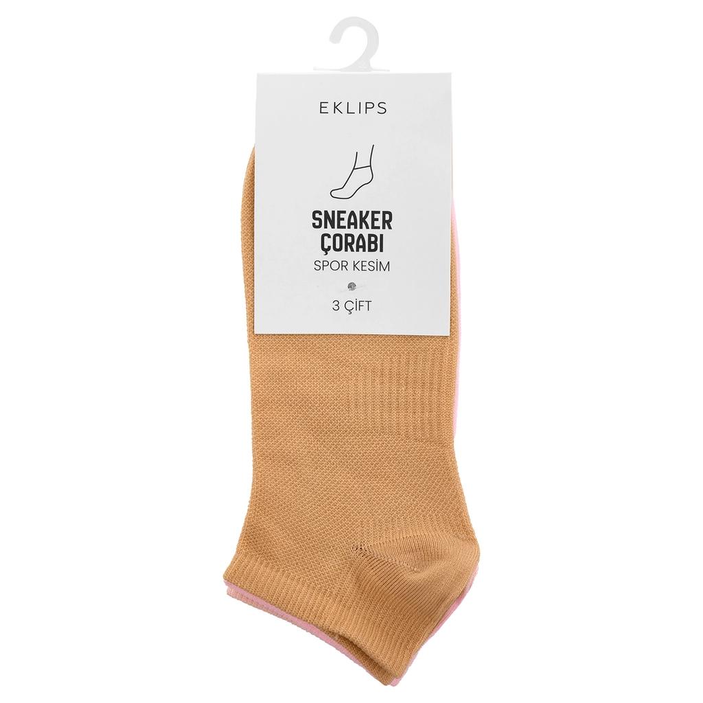 Eklips Unisex Athletic Sneaker Socks 3-Pack in Purple &amp; Orange
