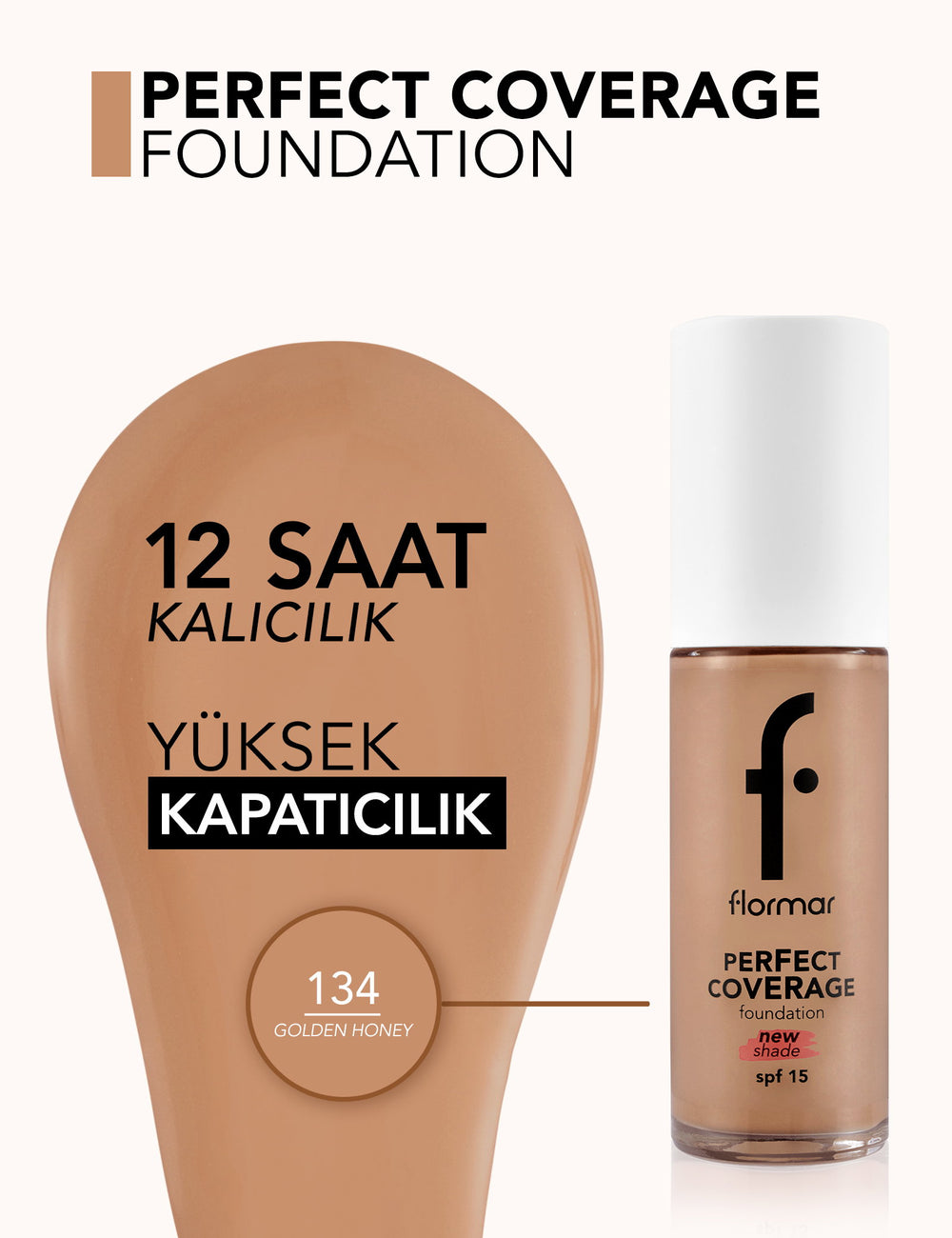 Flormar Perfect Coverage High Pigment SPF15 Foundation 30ml