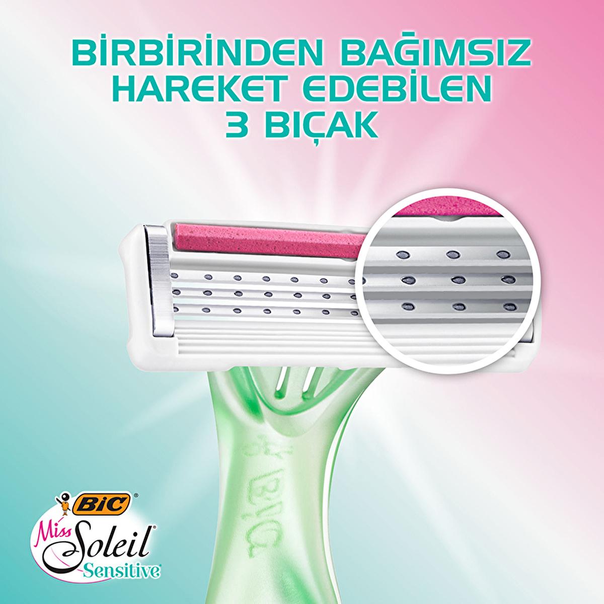 Bic Women's Razor - Miss Soleil Sensitive 3-Blade Shaving System for Smooth Skin Bic Women's Razor for Smooth Shaving Women's Razor, Sensitive Skin Razor, Lubricating Strip Razor, Ergonomic Handle Razor, Aloe Vera and Vitamin E Razor, Smooth Shaving, Women's Grooming, Personal Care, Shaving Essentials, Bic Miss Soleil