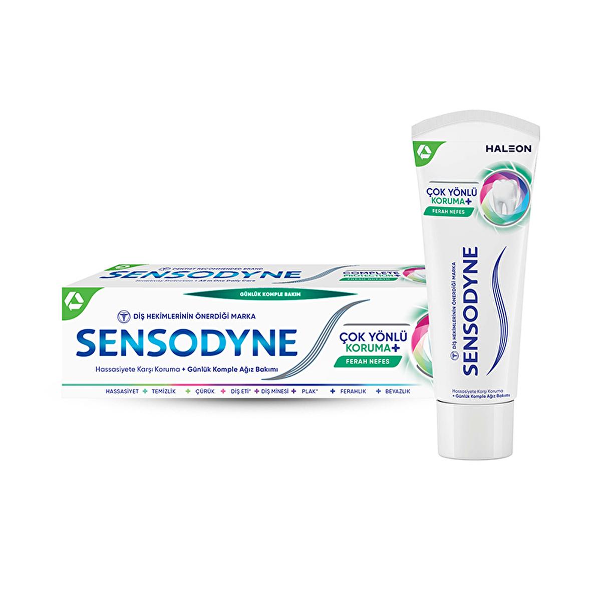 sensodyne multifaceted protection fresh breath toothpaste, 8 benefits for sensitive teeth, oral care toothpaste tube, refreshing mint citrus flavor Sensodyne Multifaceted Protection Fresh Breath Toothpaste - 8 Benefits for Sensitive Teeth | 75 ml Sensodyne Multifaceted Protection Fresh Breath Toothpaste 75 ml sensodyne, toothpaste, oral-care, sensitivity-relief, fresh-breath, teeth-whitening, plaque-removal, enamel-strengthening, recyclable-packaging, ai-generated