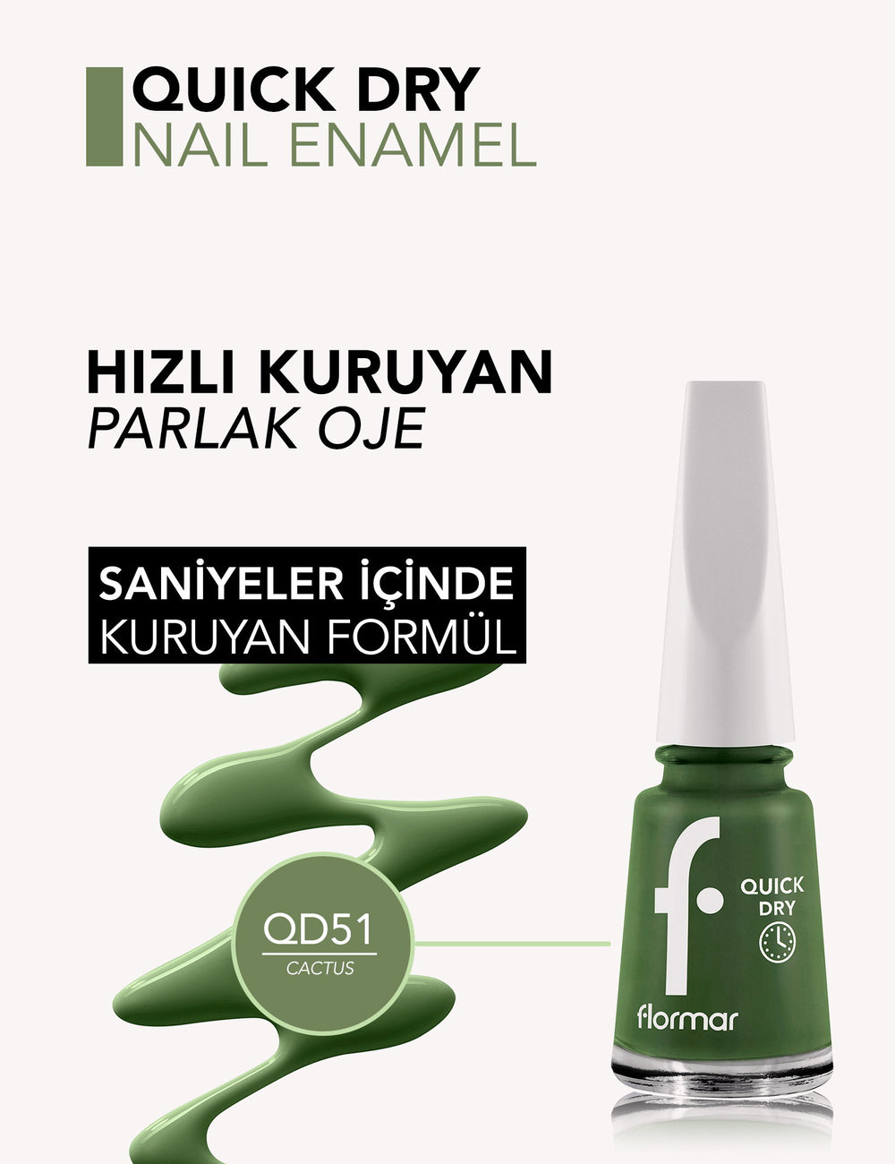 Flormar Quick Dry Nail Polish High Shine Finish 11ml