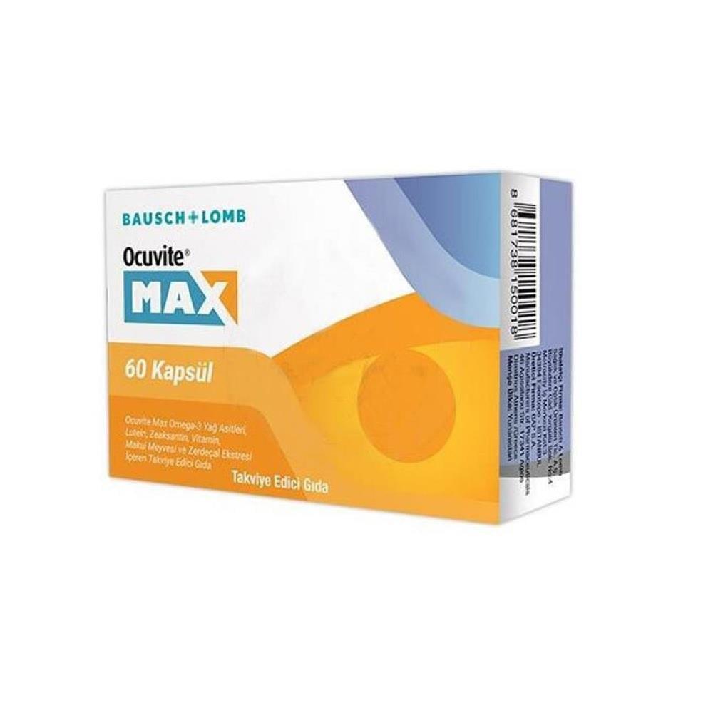 Ocuvite MAX Dietary Supplement - Omega-3, Eye Health Support, Antioxidant Supplement - 60 Capsules Ocuvite MAX Omega-3 & Eye Health Supplement Dietary Supplement, Omega-3 Supplement, Eye Health Support, Antioxidant Supplement, Vitamin and Mineral Supplement, Health and Wellness, Nutritional Support, Heart Health, Brain Health, Antioxidant, Omega-3, Zeaksantin, Lutein, Vitamin C, Vitamin E, Zinc, Curcumin, Turmeric Extract, Capsule Supplement