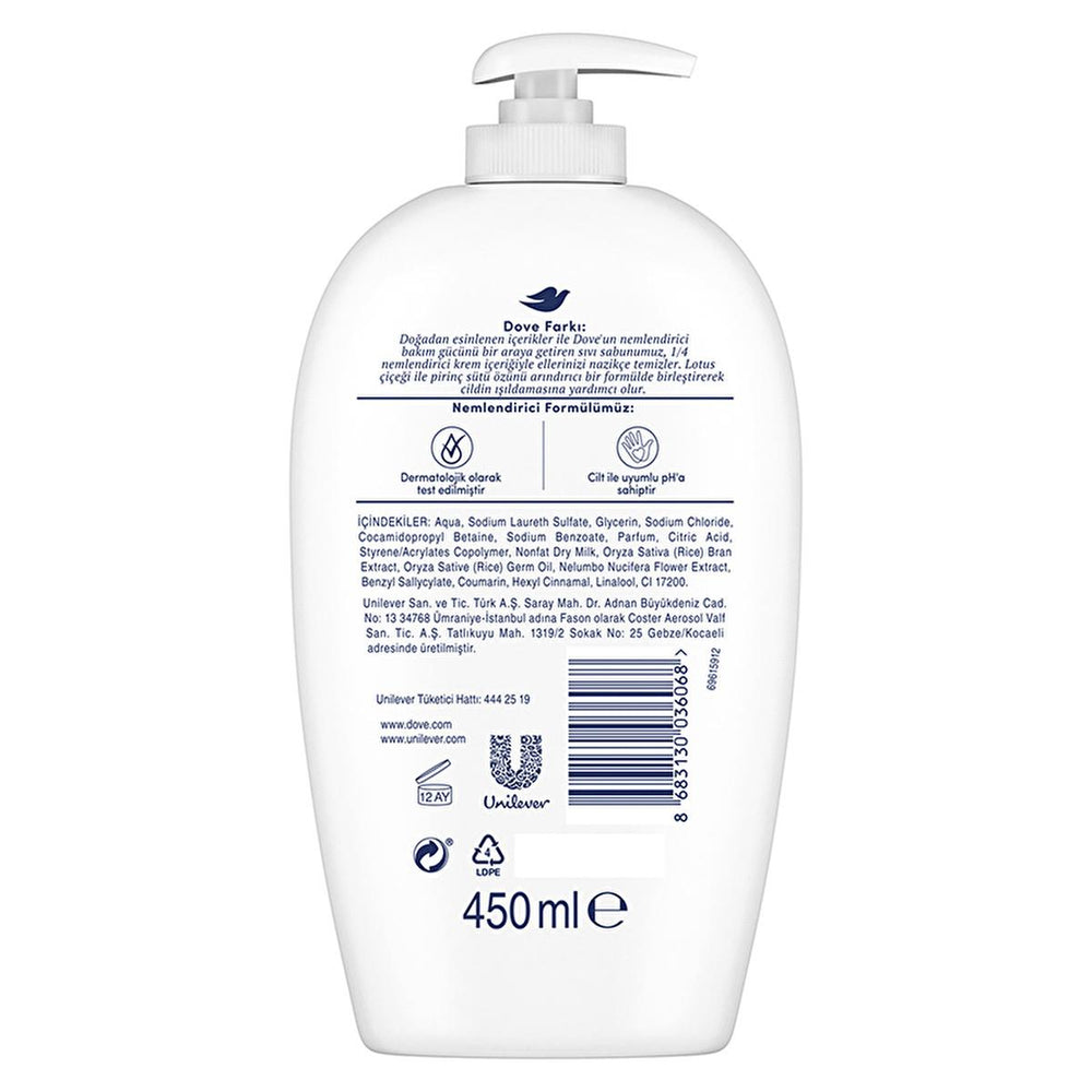 Dove Moisturizing Liquid Hand Soap with Lotus Flower & Rice Milk Extract - Gentle, Dermatologically Tested, 15.22 - view 6
