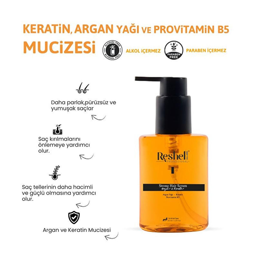 Reshell Argan Oil and Keratin Hair Care Serum for Damaged Hair - Nourishing, Strengthening, Daily Use - 3.38 fl oz - view 3