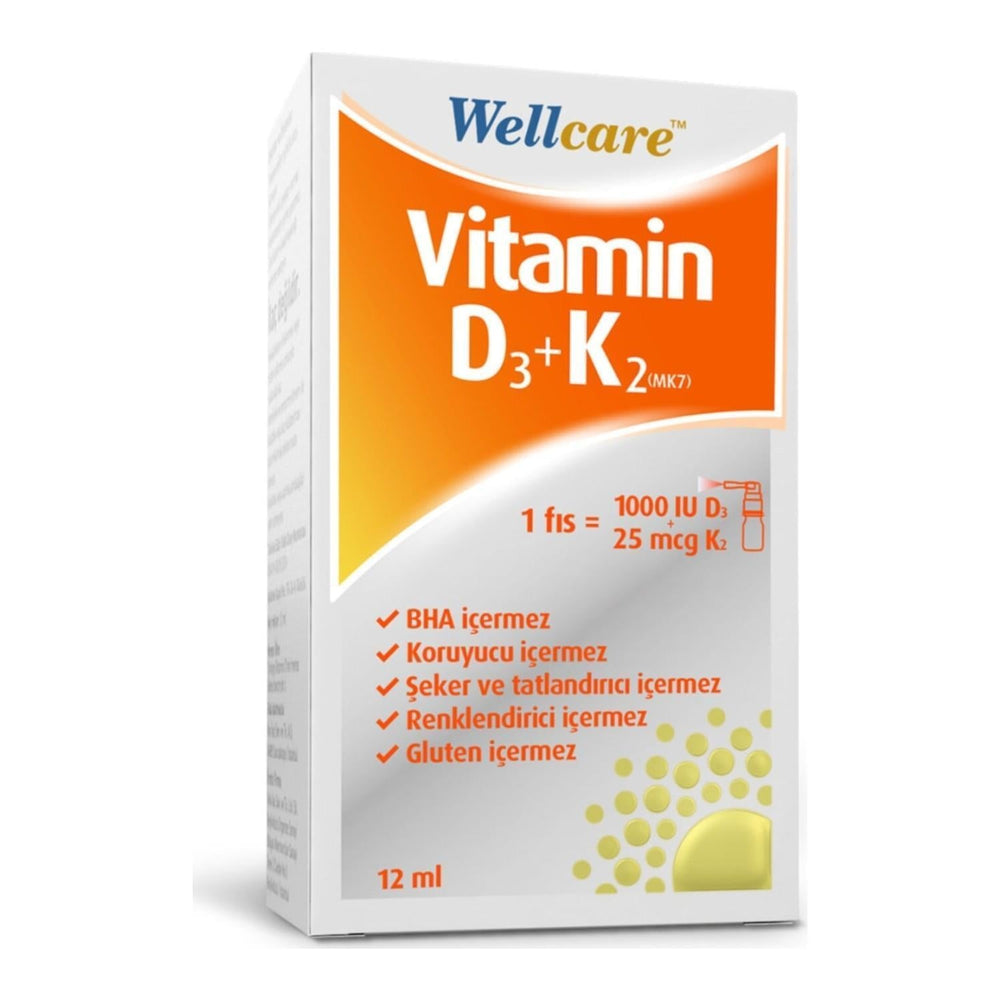 Wellcare Vitamin D3+K2 Spray Supplement 12ml - Immune System Support & Bone Health - image 2
