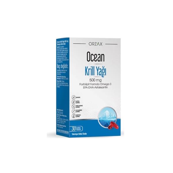 Ocean Krill Oil Supplement - 500 mg Omega-3 Fatty Acids, EPA DHA, Antioxidant Astaxanthin - Dietary Supplement for Heart Health - 30 Softgel Capsules - image 2