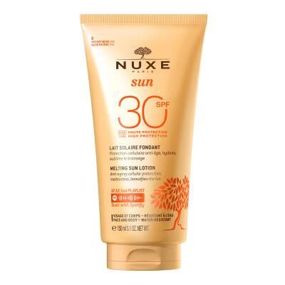 Nuxe Sun SPF30 Sunscreen Lotion: Hydrating, Water-Resistant, Broad Spectrum Protection with Argan & Vitamin E - 150ml Nuxe Sun SPF30: Hydrating Sunscreen - Protect & Nourish SPF30 Sunscreen, Organic Sunscreen, Water Resistant Sunscreen, Nuxe Sunscreen, Sun Protection Lotion, Broad Spectrum Sunscreen, Non-Greasy Sunscreen, Sunscreen with Vitamin E, Hydrating Sunscreen, Sunscreen for Face and Body, Sunscreen, Lotion, Sun Protection, UVA Protection, UVB Protection, Argan Oil, Vitamin E, Tiare Flower, Vanilla, 
