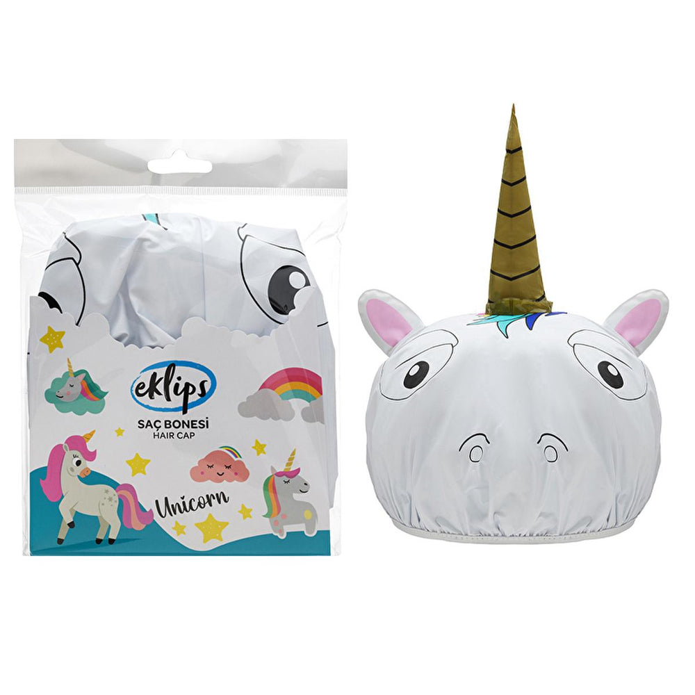 Eklips Unicorn Hair Bonnet - Waterproof Hair Protection for Curly Hair, Shower Cap with Elastic Band - view 2