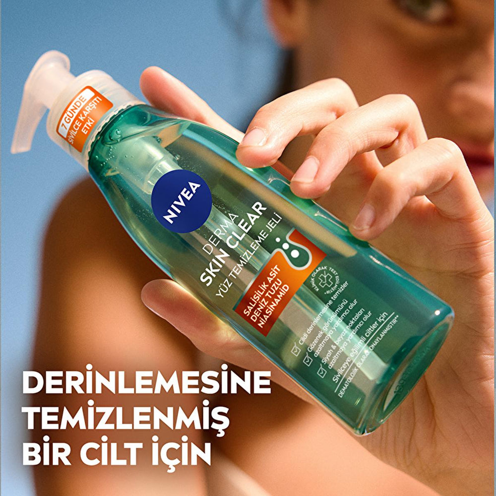 Nivea Derma Skin Clear Acne Face Wash: Deep Cleansing Salicylic Acid & Niacinamide Gel for Blemish & Pore Control, Oily & Acne-Prone Skin Nivea Acne Face Wash: Salicylic Acid Cleanser for Clear Skin acne face wash, salicylic acid cleanser, niacinamide face wash, pore minimizing cleanser, oily skin cleanser, blemish control face wash, deep cleansing face gel, Nivea Derma Skin Clear, blackhead removal cleanser, whitehead removal cleanser, face wash, cleanser, salicylic acid, niacinamide, sea salt, oily skin, 
