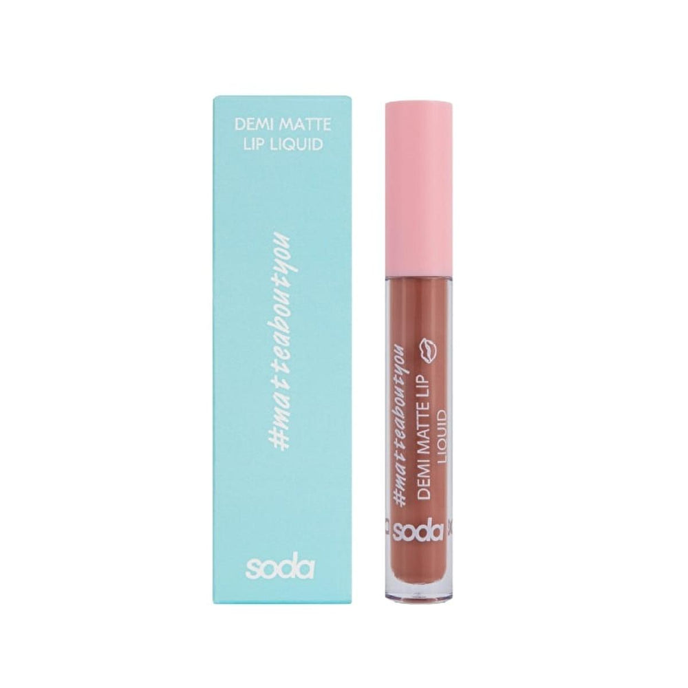 Soda Liquid Lipstick - Demi Matte Finish, Long Lasting & Highly Pigmented - 013 Almond Syrup - Lipstick