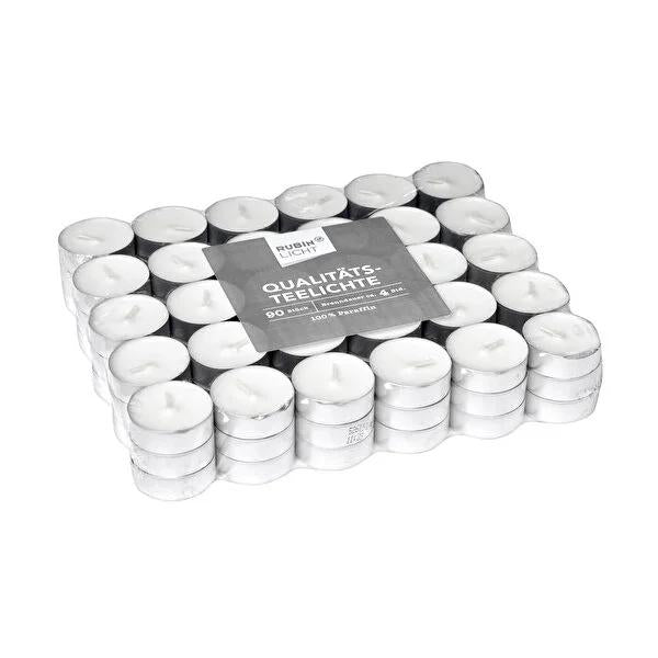 Rubin Licht Tealight Mum Beyaz 90-Pack, Long-Lasting Paraffin Wax Candles for Ambient Lighting Rubin Licht 90-Pack Tealight Candles - Long-Lasting Ambient Lighting Candle, Long-Lasting Candle, Paraffin Wax Candle, Tealight Candle, 90-Pack Candles, Ambient Lighting, Home Decor, Relaxation, Dinner Party, Special Occasions, Odorless Candles, Clean Burn, Minimal Mess, Safe Usage, High-Quality Candles