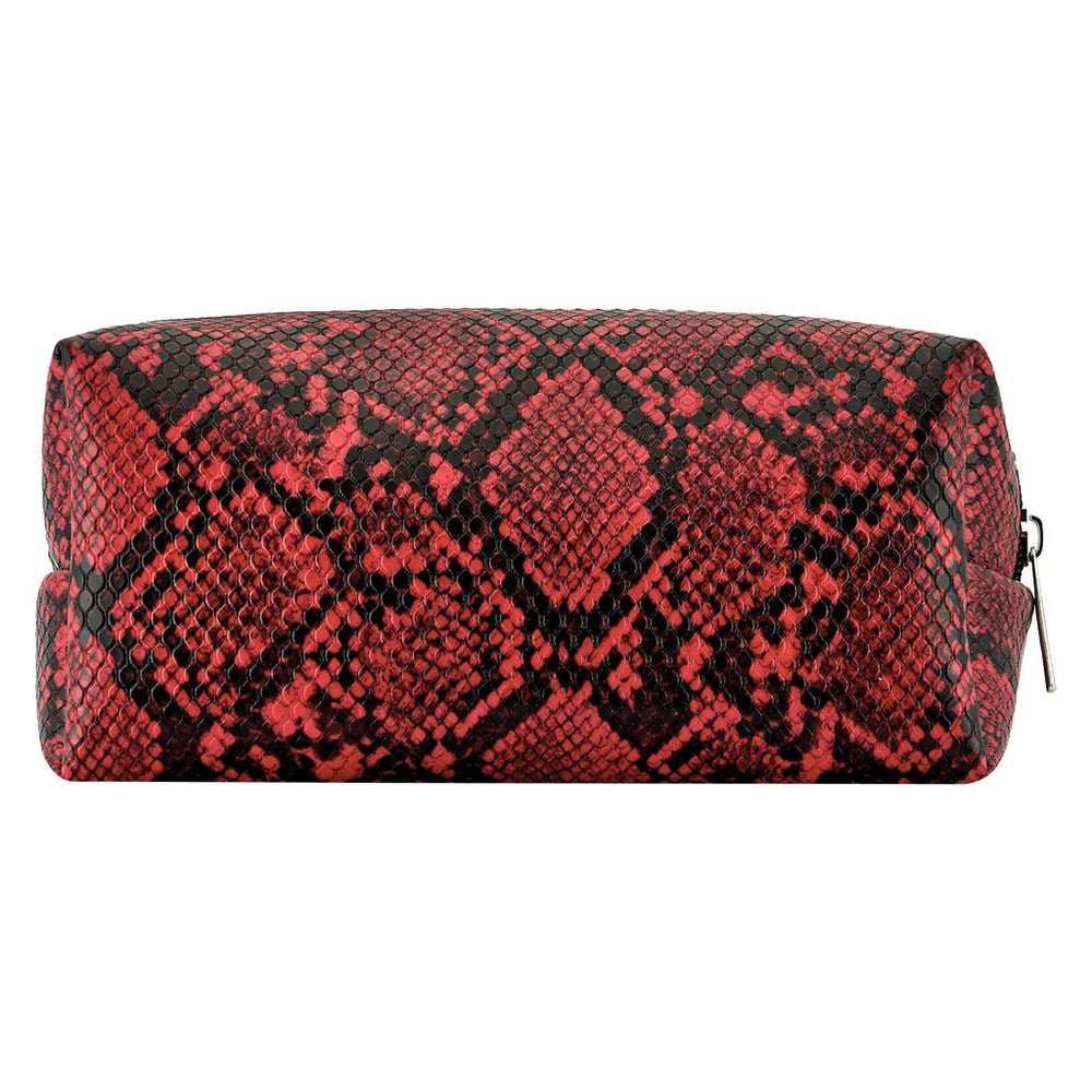 Eklips Burgundy Snake Pattern Makeup Bag for Travel